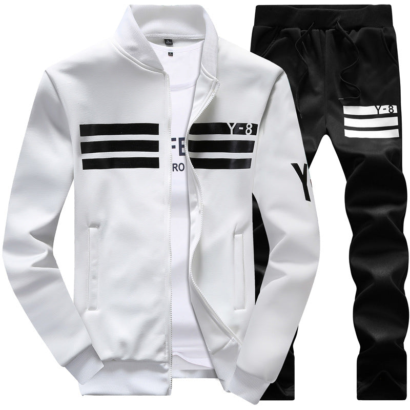 Cross-border Spring and Autumn new men's sports suit casual long-sleeved baseball uniform youth jacket student sweater suit fashion