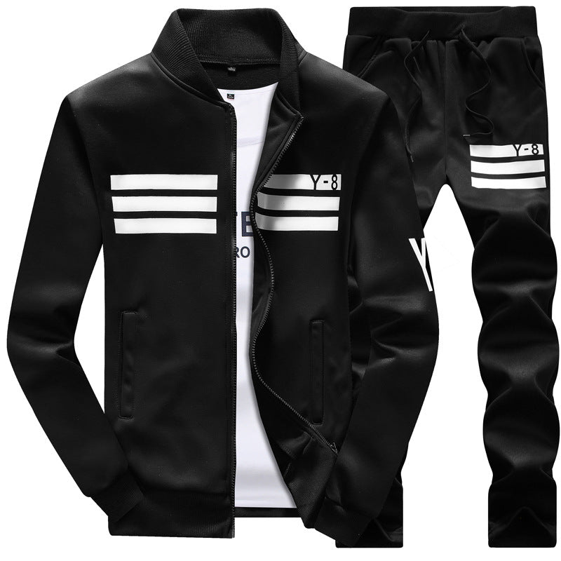 Cross-border Spring and Autumn new men's sports suit casual long-sleeved baseball uniform youth jacket student sweater suit fashion