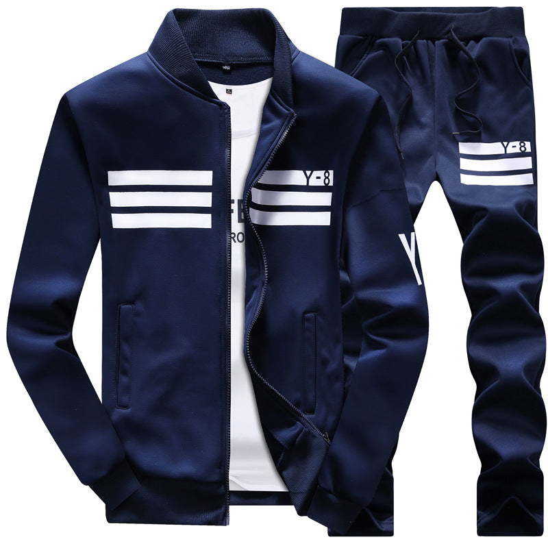 Cross-border Spring and Autumn new men's sports suit casual long-sleeved baseball uniform youth jacket student sweater suit fashion