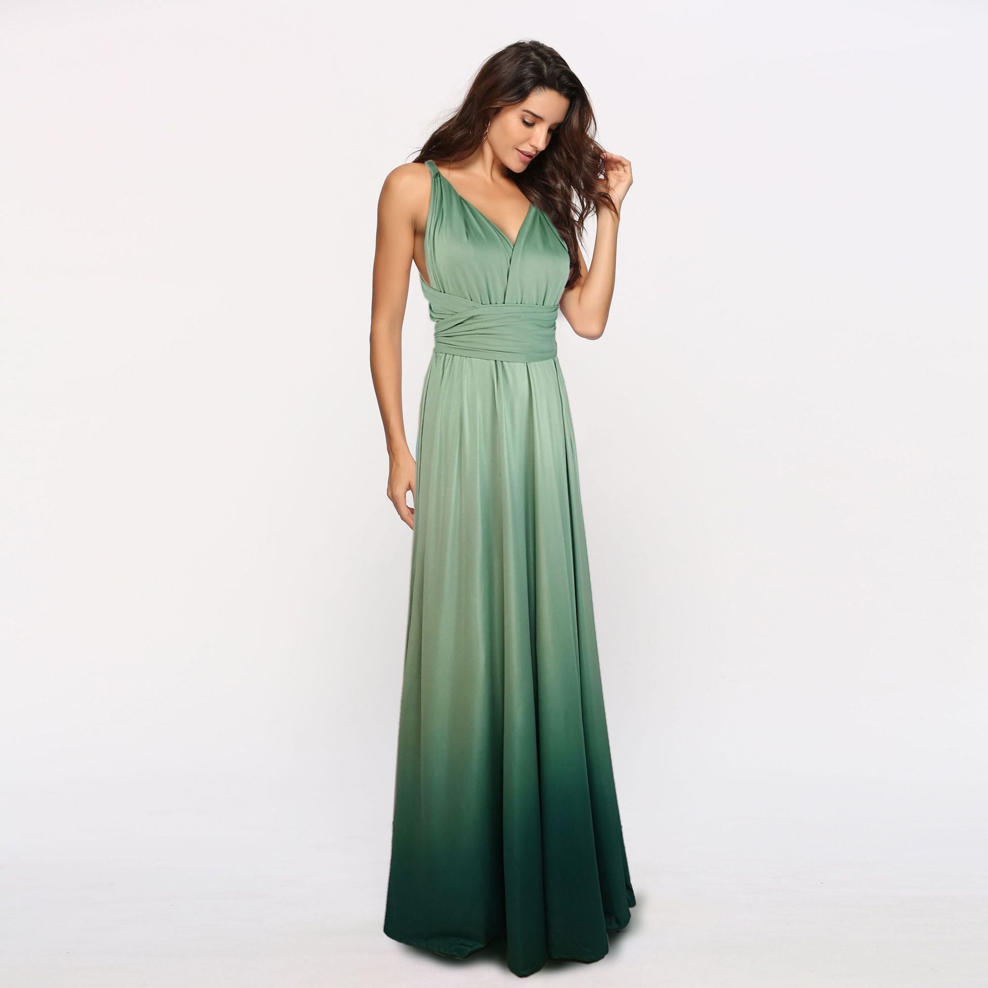 Amazon Ebay Cross-border Explosions Multi-wear Cross Backless Sexy Strap Gradient Dress Dress