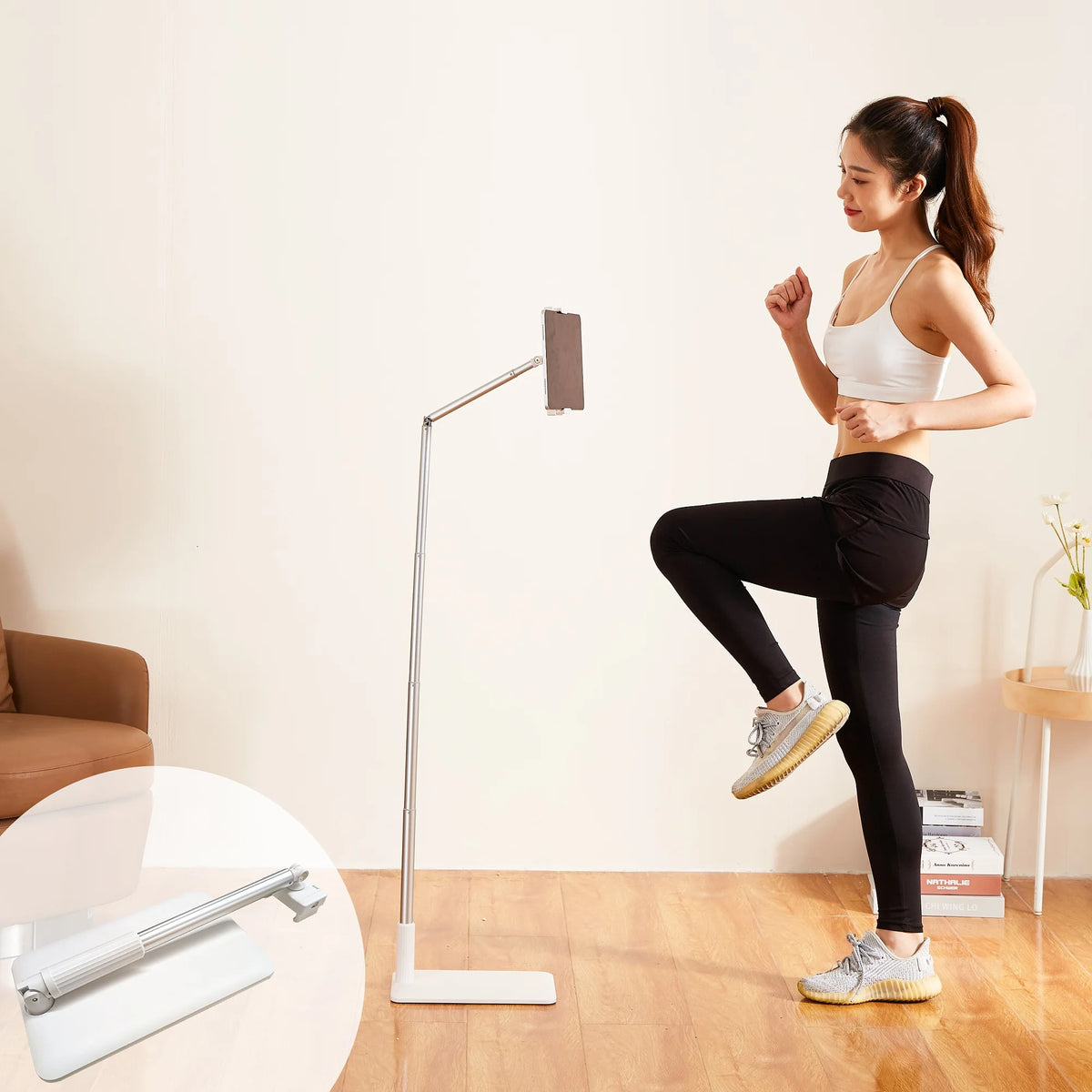 Universal Floor Stand Angle Height Adjustable Overhead Bed Phone Stand Tripod Tablet Floor Stand Compatible With iPhone iPad