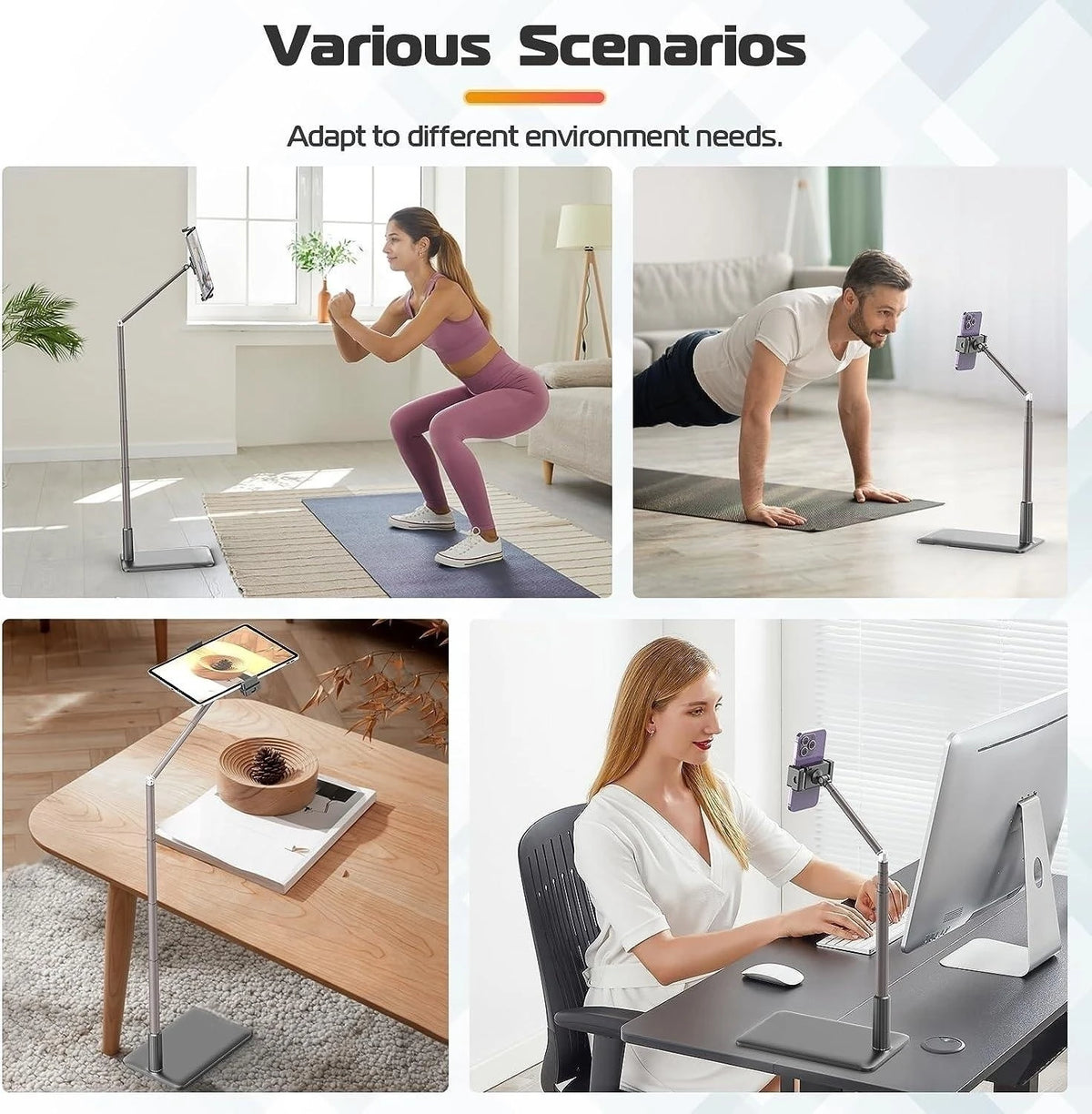 Universal Floor Stand Angle Height Adjustable Overhead Bed Phone Stand Tripod Tablet Floor Stand Compatible With iPhone iPad