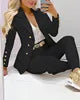 2024 Women's Casual Elegant Small Suit New Solid Color Two-Piece Set for Spring and Autumn Skinny Fit with Button Decoration