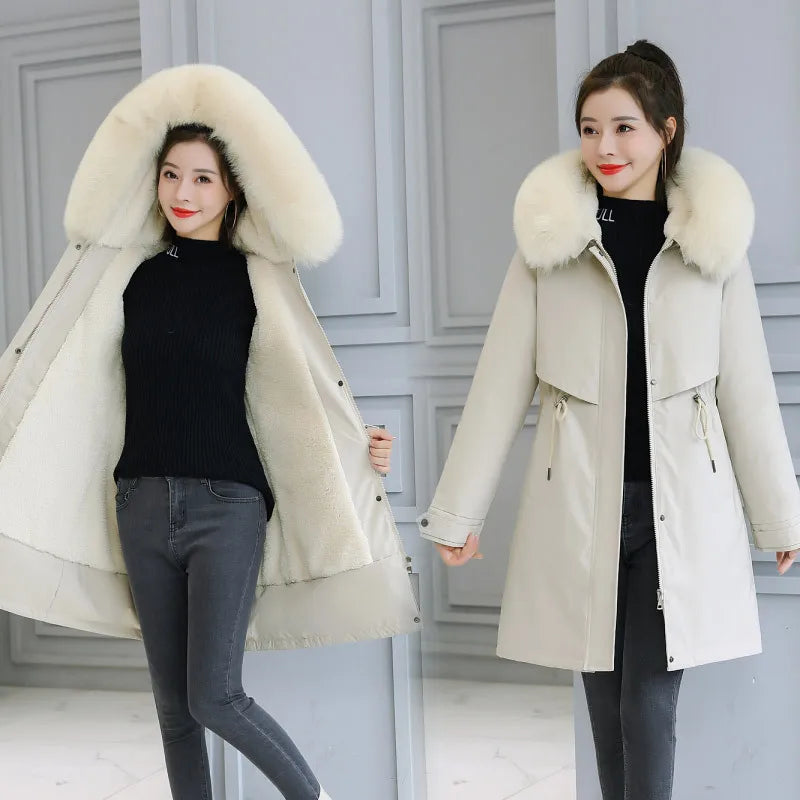 Autumn Winter Oversized Splicing Jacket Varsity Women Casual Fur Collar Hooded Y2k Fashion Baseball Bomber Coat