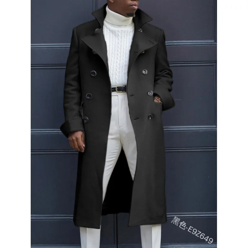 Autumn Winter New Men's Fashion Coat Baggy Coat Mid-Length Trench Coat Casual Daily Comfortable