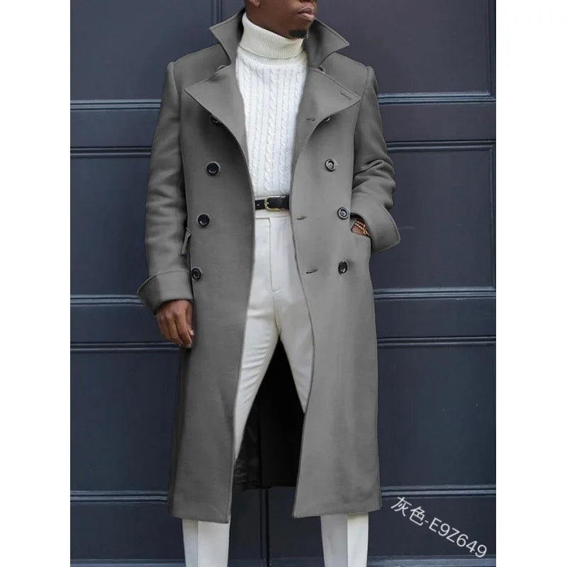 Autumn Winter New Men's Fashion Coat Baggy Coat Mid-Length Trench Coat Casual Daily Comfortable