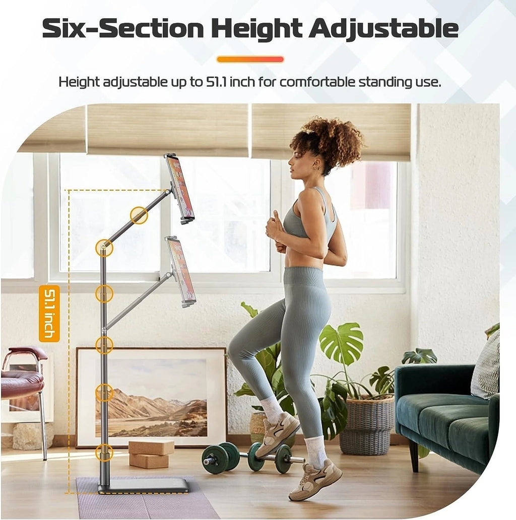 Universal Floor Stand Angle Height Adjustable Overhead Bed Phone Stand Tripod Tablet Floor Stand Compatible With iPhone iPad