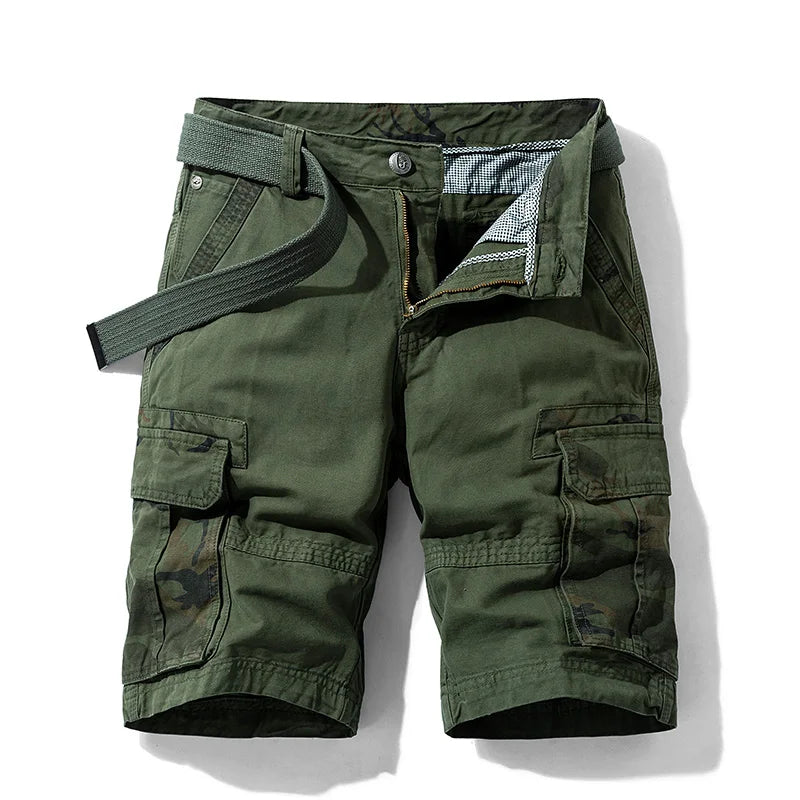 Cargo Shorts Men Spring Summer Breeches Cotton Bermuda Camouflage Denim Casual Multi-Pocket Pants Men's Cargo Short Orange