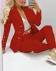 2024 Women's Casual Elegant Small Suit New Solid Color Two-Piece Set for Spring and Autumn Skinny Fit with Button Decoration