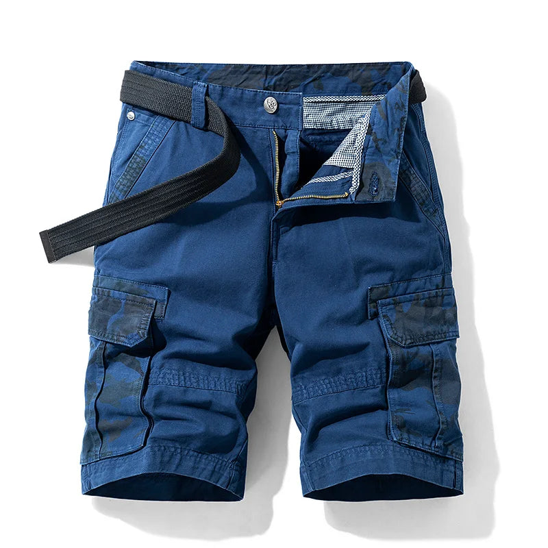 Cargo Shorts Men Spring Summer Breeches Cotton Bermuda Camouflage Denim Casual Multi-Pocket Pants Men's Cargo Short Orange