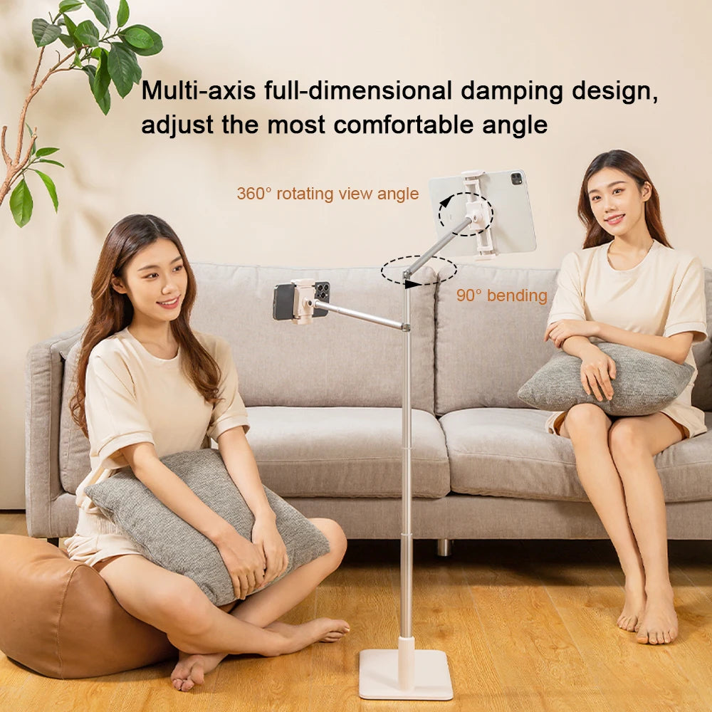 Universal Floor Stand Angle Height Adjustable Overhead Bed Phone Stand Tripod Tablet Floor Stand Compatible With iPhone iPad