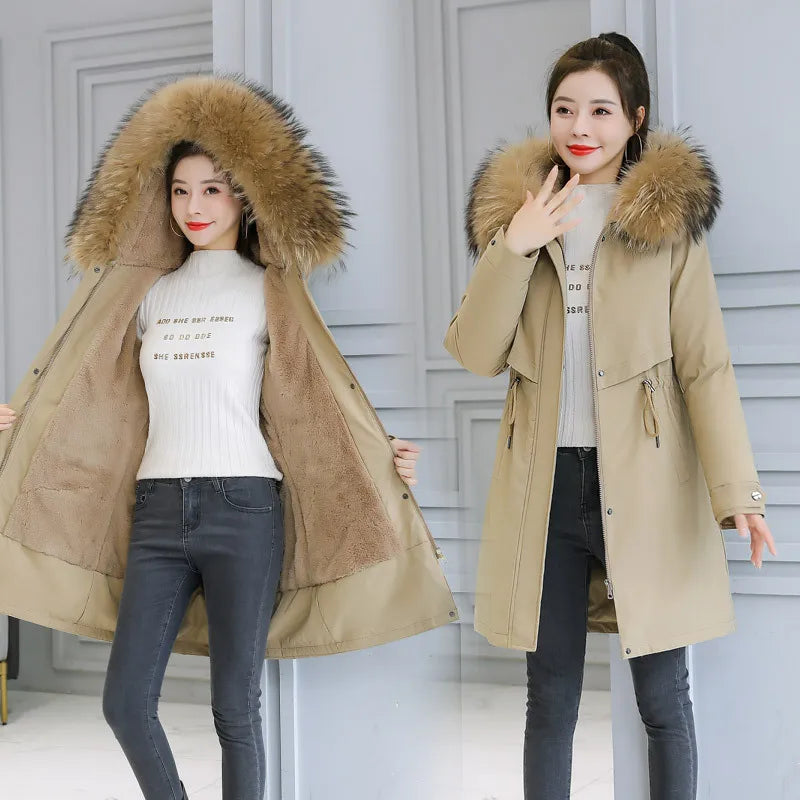 Autumn Winter Oversized Splicing Jacket Varsity Women Casual Fur Collar Hooded Y2k Fashion Baseball Bomber Coat