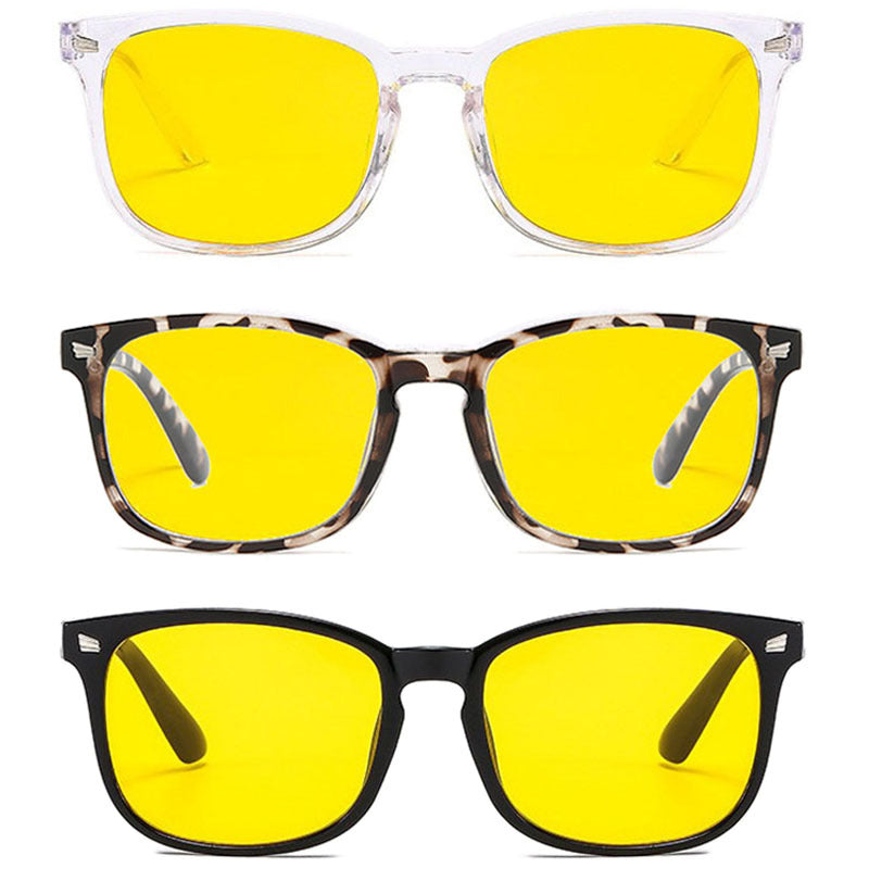 New Retro Night Vision Anti-glare Glasses Box Anti-blue Light Goggles Yellow Men Sunglasses Gaming Glasses
