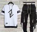 Short-Sleeved T-Shirt Men's Summer Thin Casual Trendy Long Pants Sports Suit Men's Set Loose Half-Sleeved T-Shirt