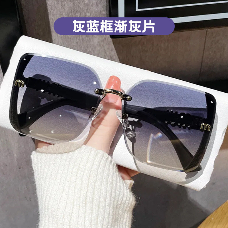 Brown M-Shaped Women's Uv Protection High-End Wide-Frame Pc Style Sunshade Glasses Trendy Street Style Sunglasses