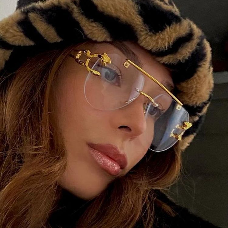 Cross-Border Rimless Toad Mirror Driving Sunglasses Leopard Sunglasses European and American Retro Cut-Edge Double-Beam Sunglasses for Men and Women