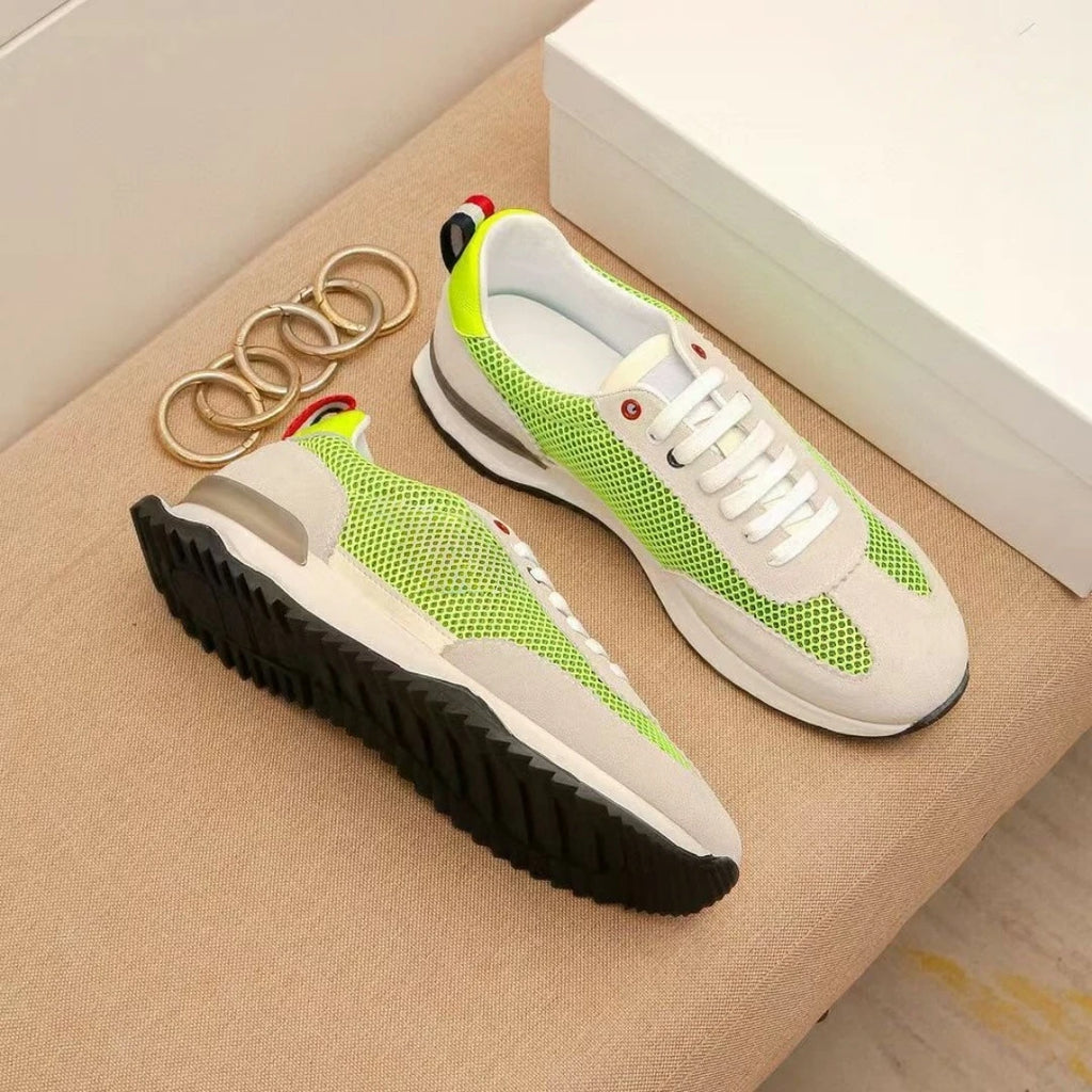 Luxury Brand Men's Shoes Handmade Casual Sneakers Mesh Suede Top-Grain Cowhide Upper Lining Breathable Footwear Holiday Gifts