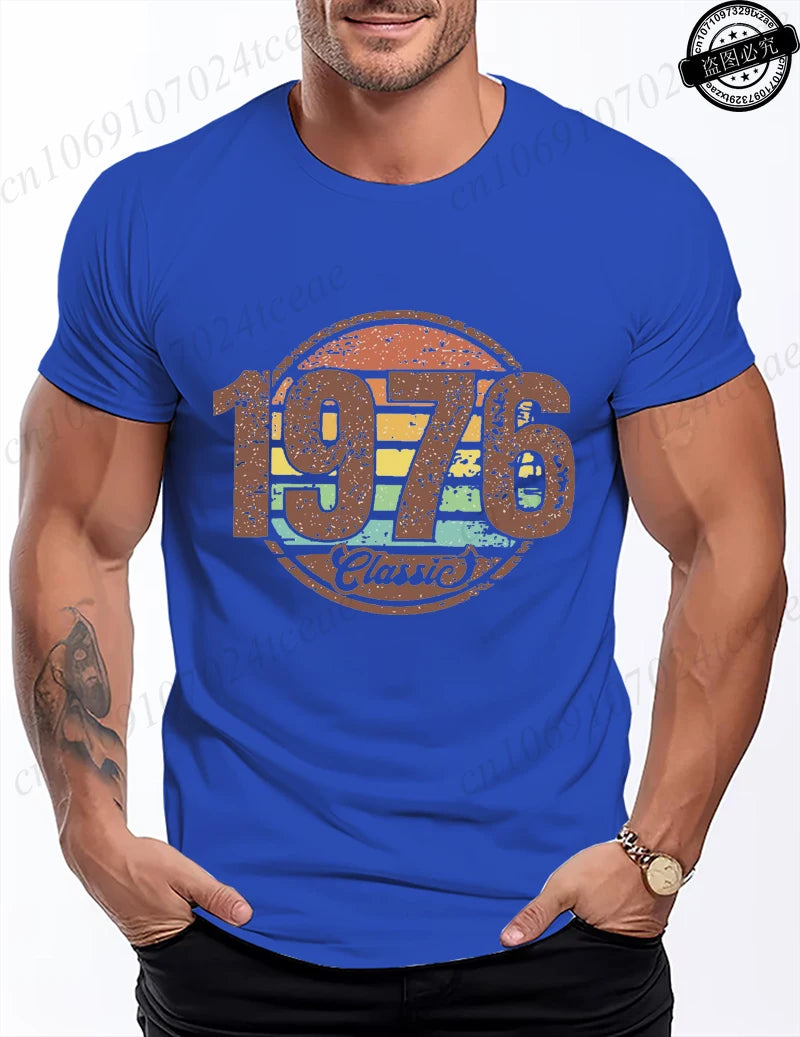 Retro 1976 Shirt Unisex Vintage 1976 Graphic T-Shirt for Women Men Casual O Neck Short Sleeve Tee 1976 Birthday Streetwear Tops