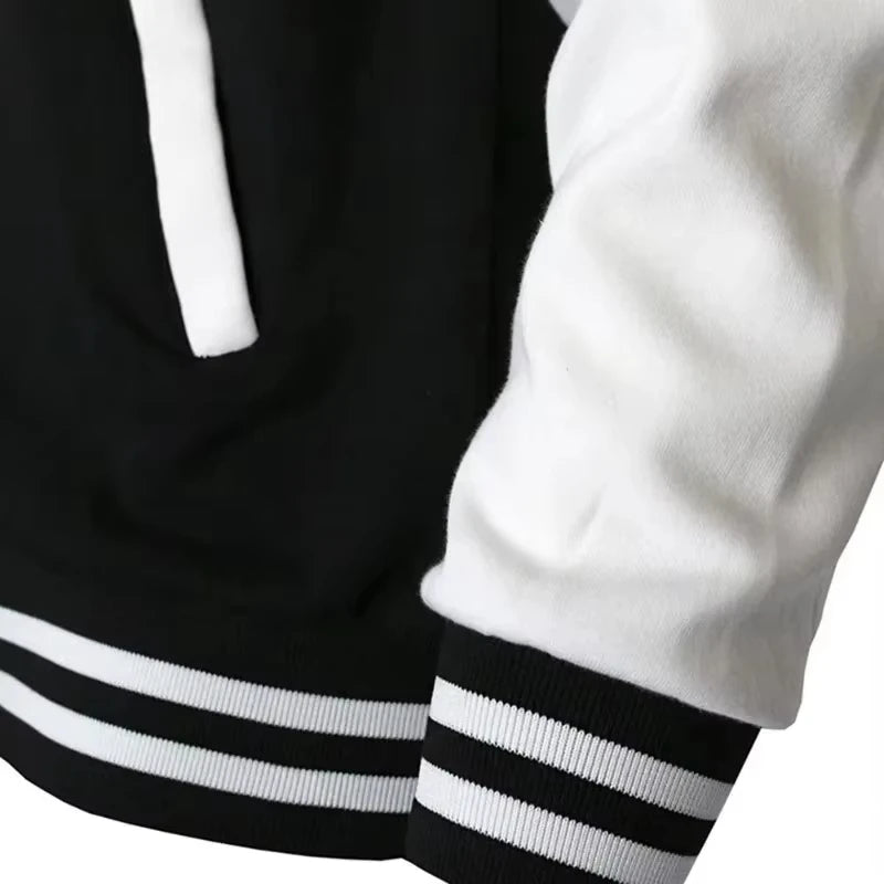 Men's Casual Baseball Jacket - Contrast Cuff Design, Baseball Collar and Shoulder Shape, All Seasons, Everyday Wear