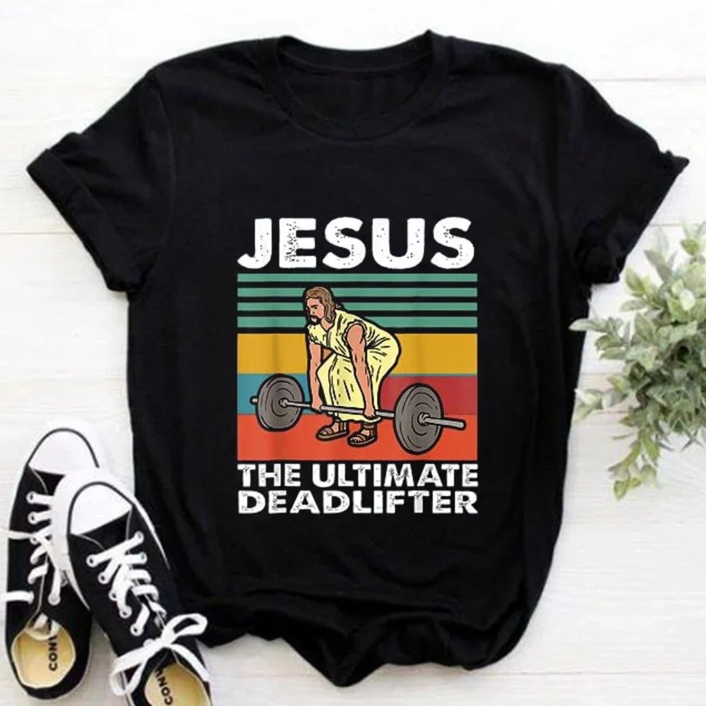 2026 Jesus Is King Letter Print Women T-shirt Christian Faith Hope Love Harajuku T Shirts Religion O-neck Tops Tees Streetwears