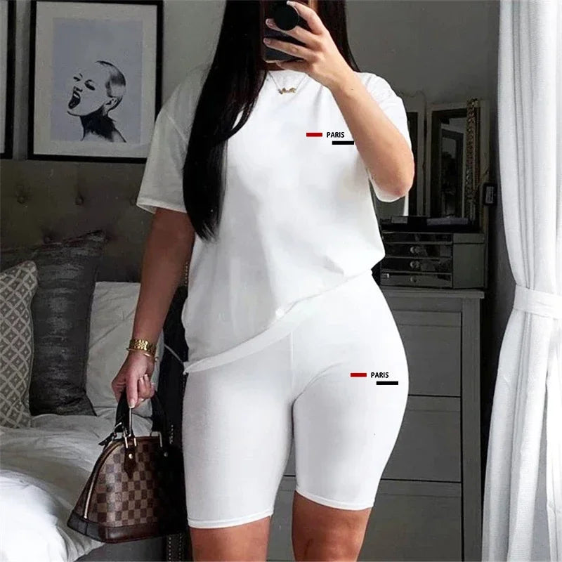 Casual Woman Clothing Summer Two Piece Set for Women T-Shirts O-Neck Shorts Daily Short Sleeve Tracksuit Hot Sales Matching Sets