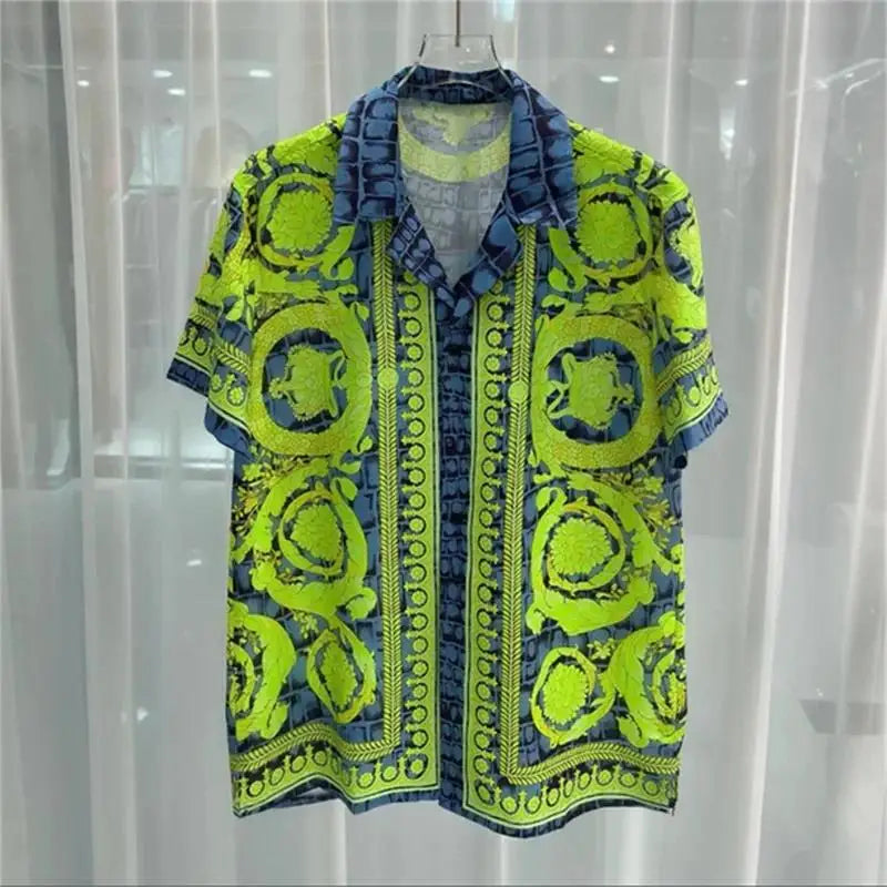 Summer Vintage Men Shirts Summer 3D Print Beach Short Sleeve Shirt Casual Fashion Outdoor Quick Drying Breathable Men's Clothing
