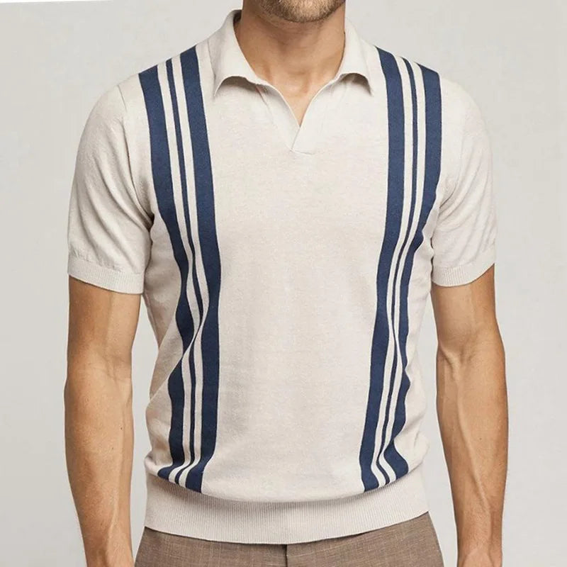New European And American Style Jacquard Knit T-shirt Fashion Lapel Short-sleeved Business POLO Shirt In Multiple Colors