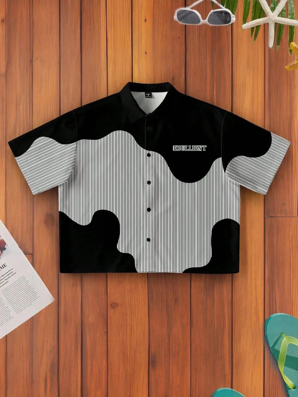 New men's short-sleeved shirt for summer 2025 breathable casual and fashionable 3D printed streetwear