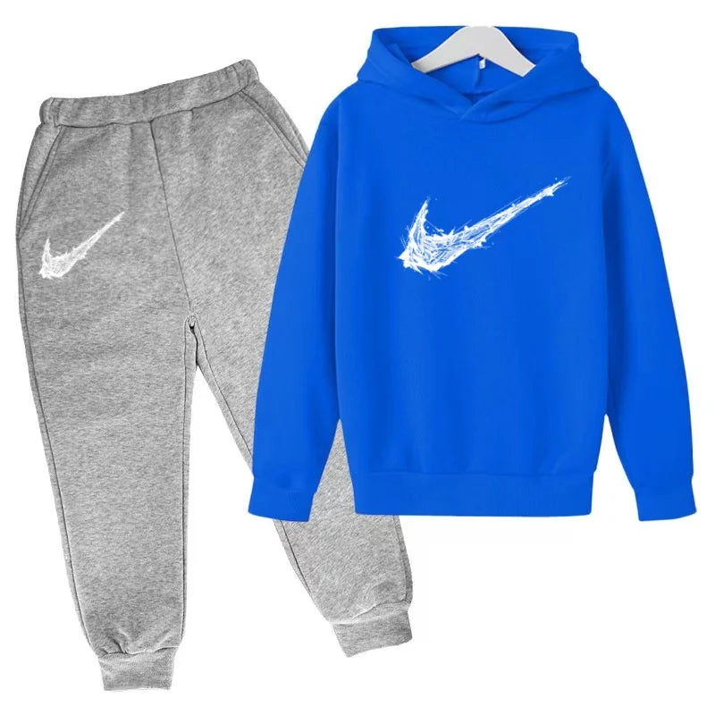 New Children's Sports Hooded Sweatshirt - Brand's Trendy Casual Hooded Top and Pants Set Suitable for Boys and Girls Aged 3 To13