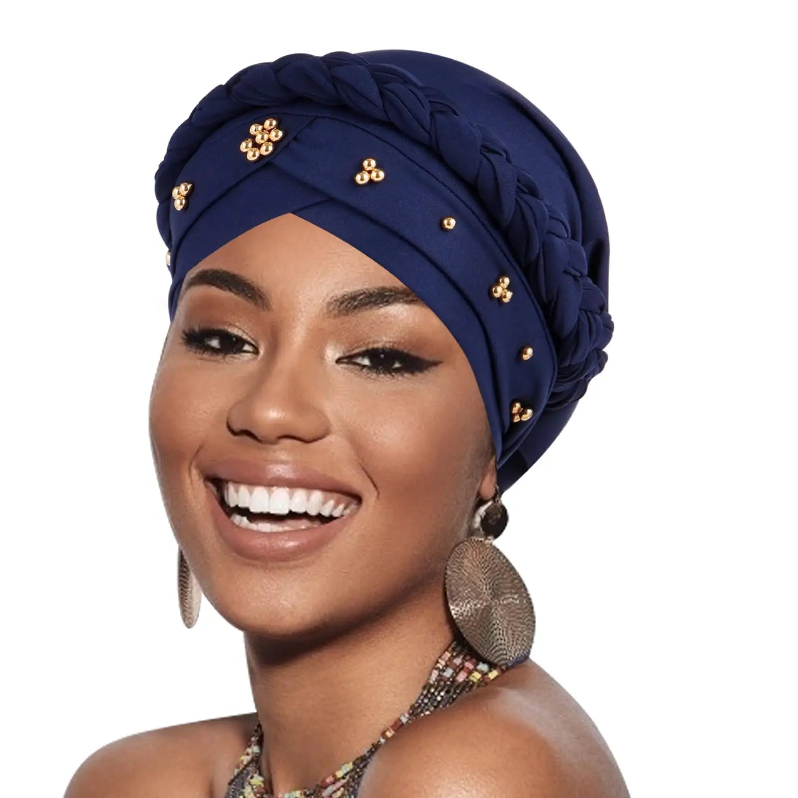 2024 New Pre-Tied Twisted Hijab Turban Hat for Women African Head Scarf Beanie Cancer Chemo Headwear Cap Head Wraps Women
