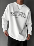 Men's American-Style Letter Print Round-Neck Long-Sleeve T-Shirt: Comfortable, Casual, Versatile, and Trendy Top