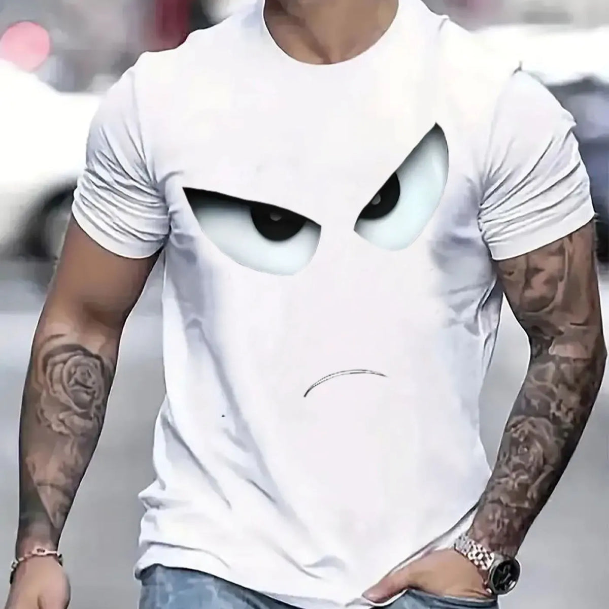 Men's T-shirt - Comfortable round-neck, casual cotton short-sleeved, soft and breathable fabric, trendy letter print