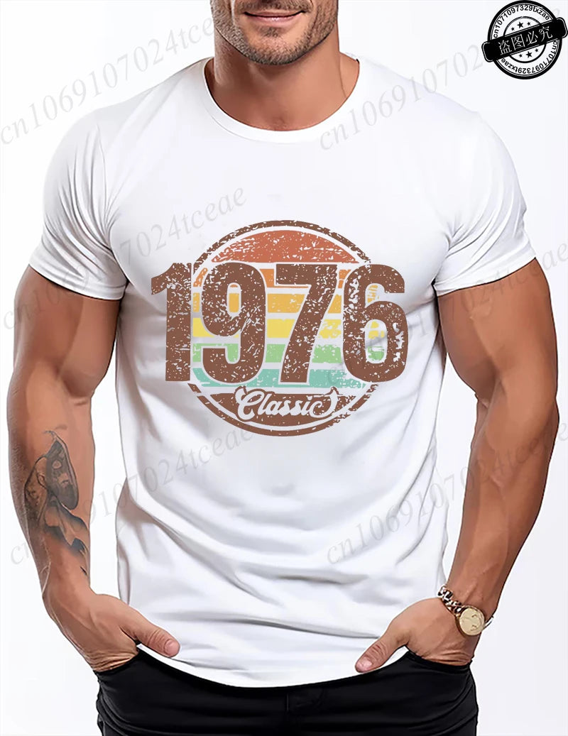 Retro 1976 Shirt Unisex Vintage 1976 Graphic T-Shirt for Women Men Casual O Neck Short Sleeve Tee 1976 Birthday Streetwear Tops