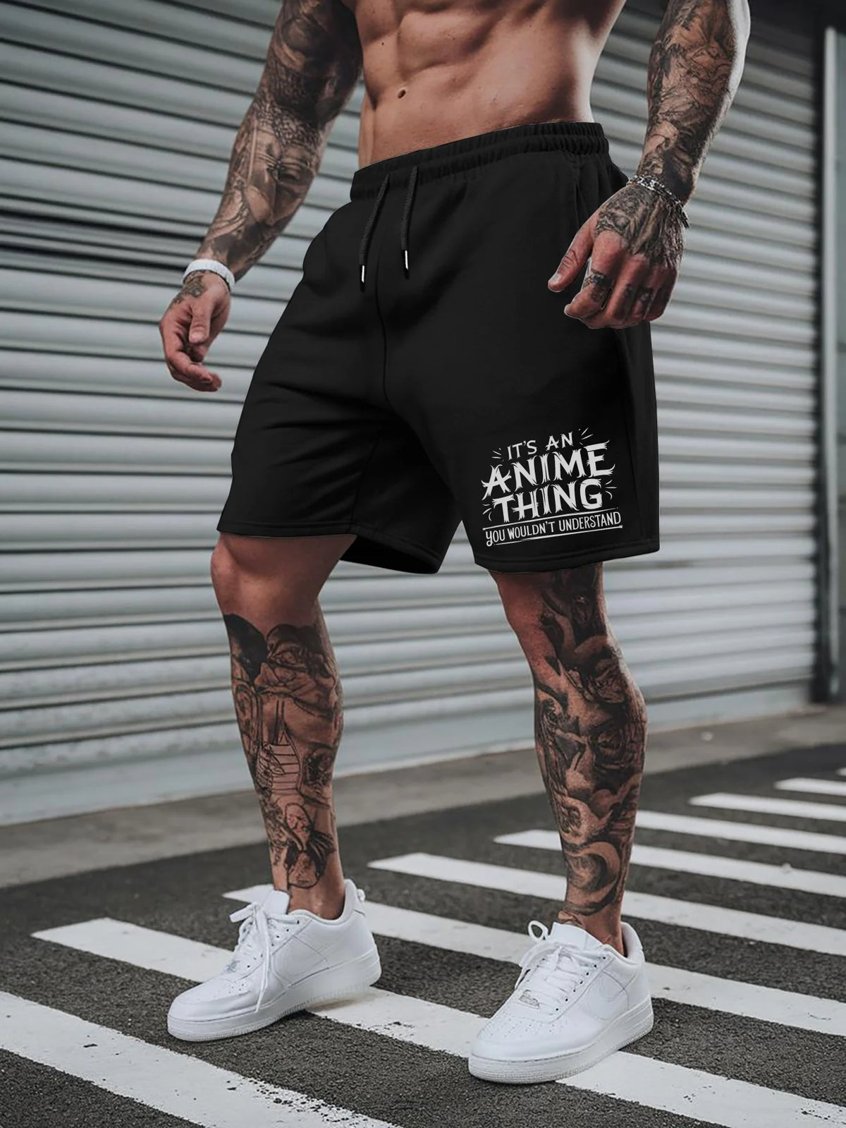 Men's Casual Shorts Breathable Soft Fabric Bold Letter Print Outdoor Sports Summer Activities