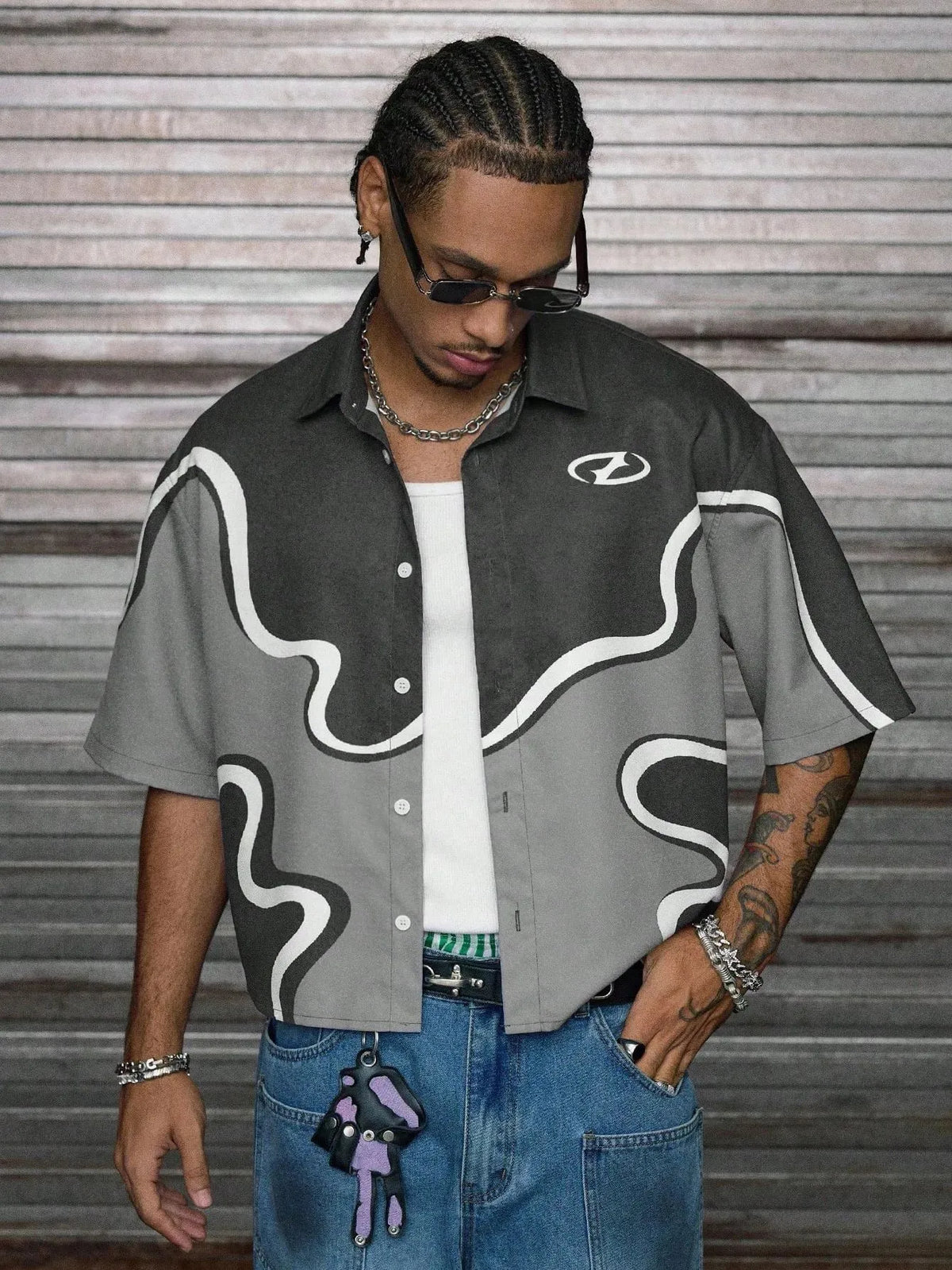 New men's short-sleeved shirt for summer 2025 breathable casual and fashionable 3D printed streetwear