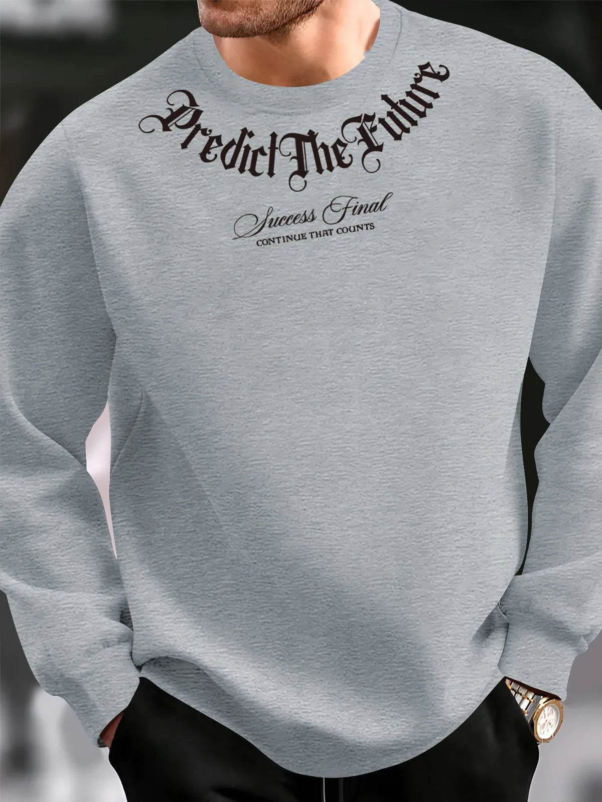 Men's autumn and winter fashionable casual loose fashion letter printed long sleeved round neck sweatshirt