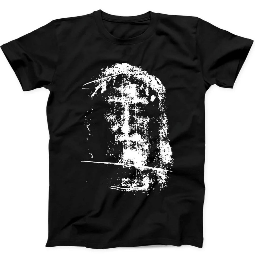 Shroud of Turin Jesus Christ Face Easter Christmas Gift Tee Black T Shirt Tee Clothing Graphic Short Sleeve Shirt Men's T-Shirt