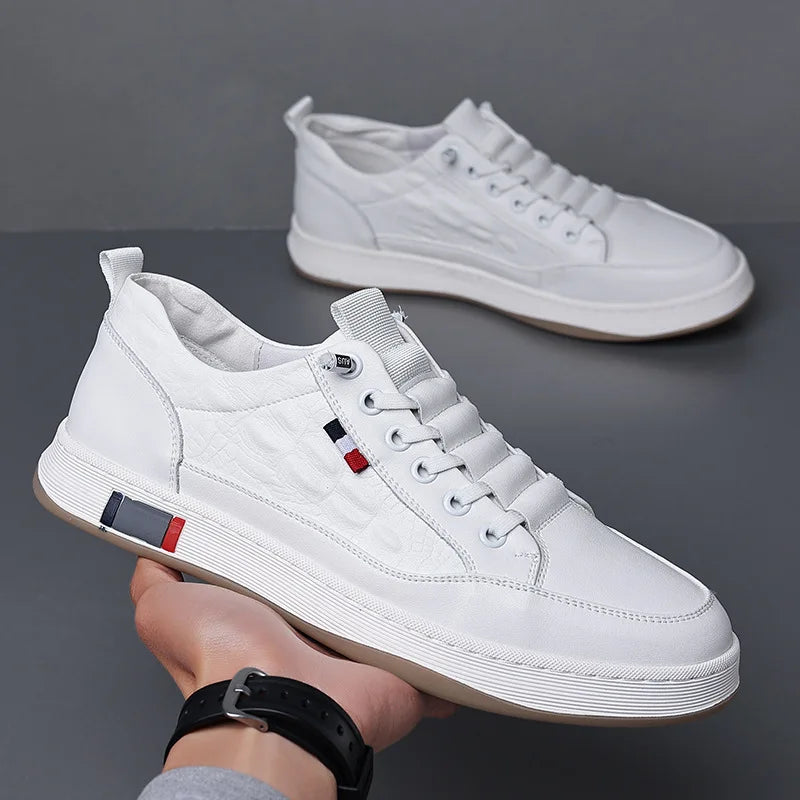 New Autumn Winter Men Sneakers Casual Genuine Leather Outdoor Sport Men Trekking Leather Shoes Climbing Hunting Vulcanize Shoes