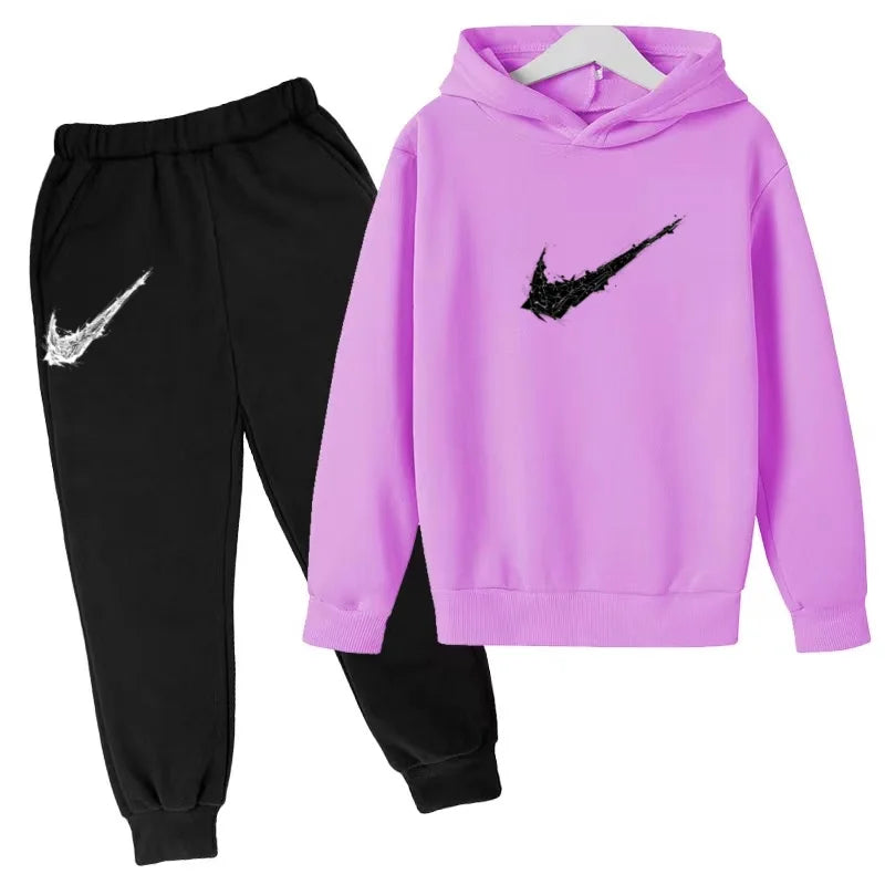 New Children's Sports Hooded Sweatshirt - Brand's Trendy Casual Hooded Top and Pants Set Suitable for Boys and Girls Aged 3 To13