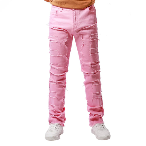 2025 New Men Ripped Stacked Jeans Distressed Slim Fit Skinny Straight Leg Jeans Fashion Hip Hop Denim Pants Casual Streetwear