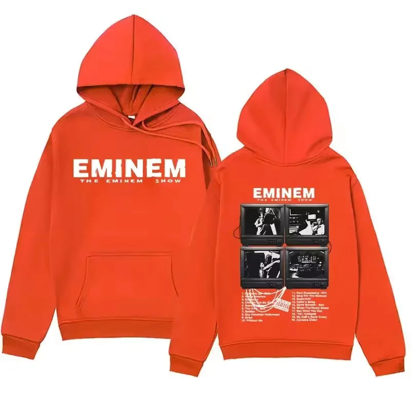 Trendy Men's and Women's Hooded Hoodies Are Comfortable Streetwear with Patterns from Famous Rap Artists' Music Albums Printed O