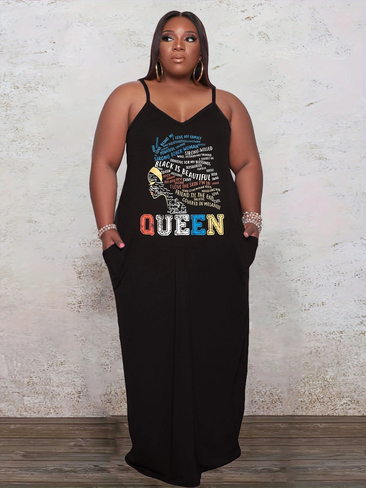 Plus Size Women Solid Dress  V-Neck Backless With Pockets Summer Short Dress