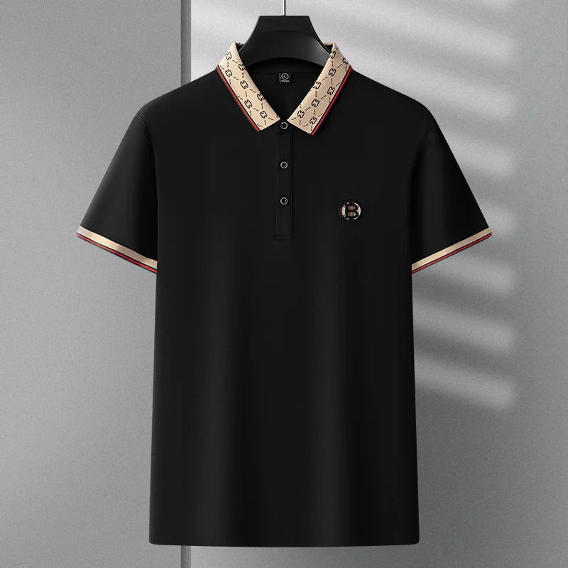 Fashionable Summer Mens Clothing Brand Exquisite Badge Letter Style Breathable Short Sleeve Comfortable Cotton Casual Polo Shirt