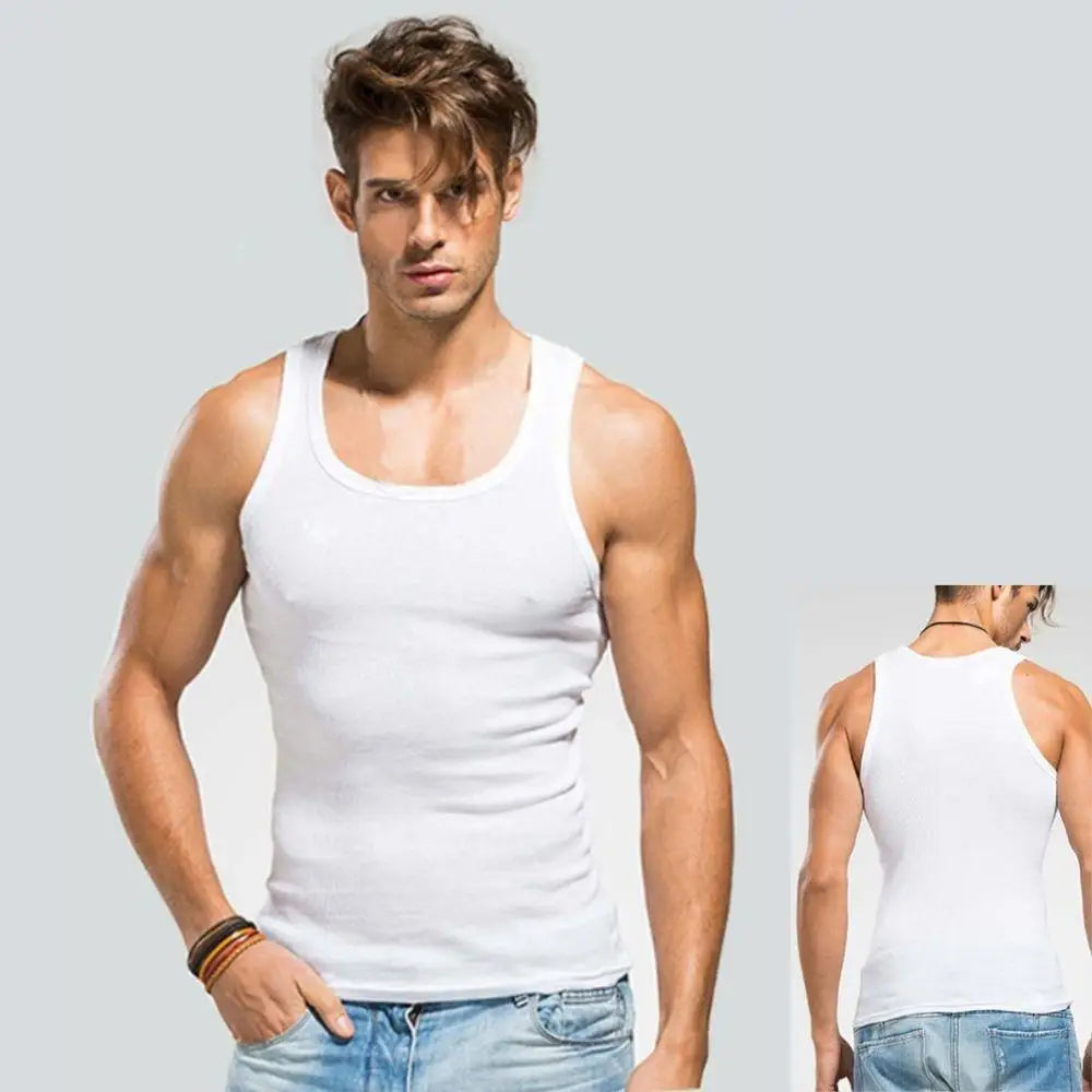 Hot Sale Men's Sleeveless Breathable Fitness Vest Basic Elastic Tank Top Men's Cotton Bodybuilding T-shirt Classic Color Clothes