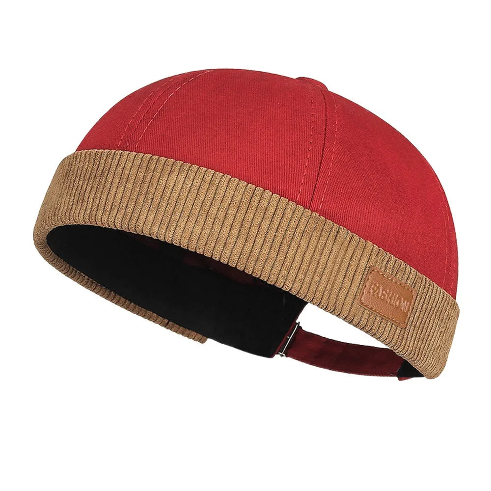 Casual Adjustable Brimless Hat Vintage Corduroy Docker Cap Solid Color Hip Hop Skullcap Summer Spring