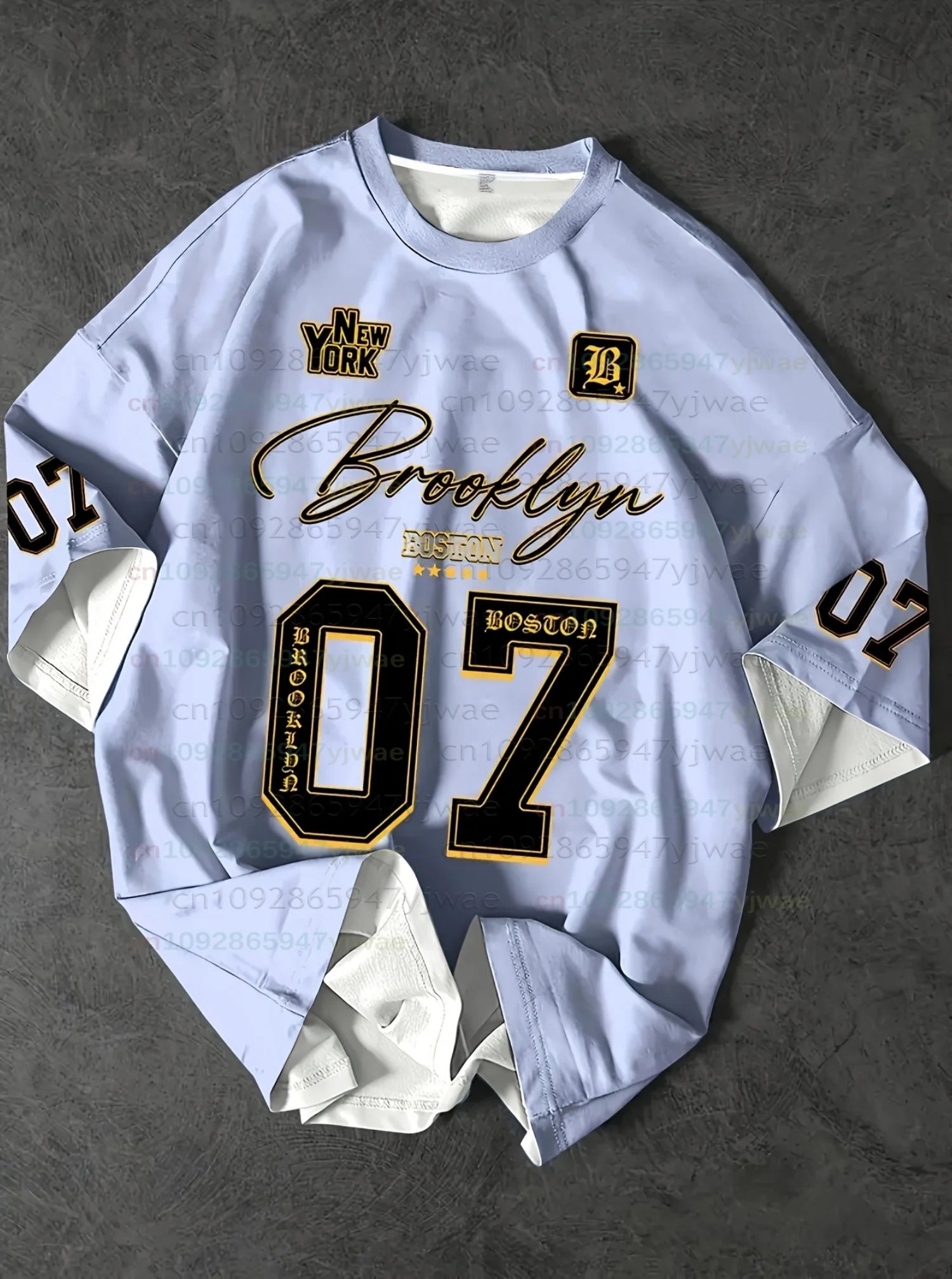 2026 mens brooklyn no.7 graphic t shirt American Casual Digital Print T Shirt Summer Women Beach Short Sleeved Surfing T-shirt