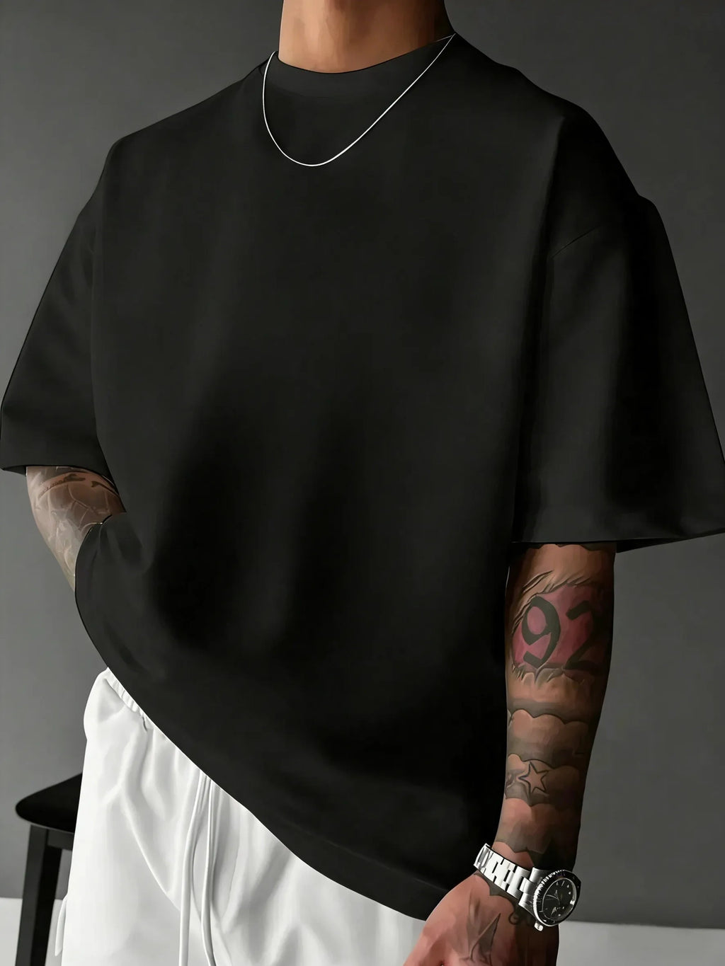 Men's summer casual comfortable breathable round neck T-shirt with letters and various shadow patterns outdoor fashion top