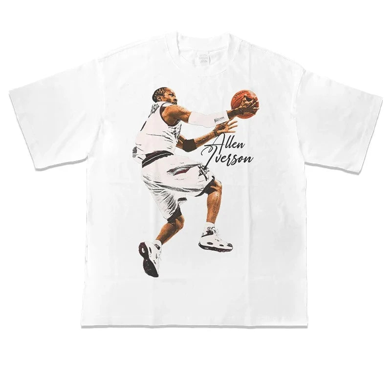 Basketball Star Allen Iverson Printed T-shirt Man Women Cotton T-shirt Men's T-shirts 2026 Summer Men's Clothing Tops Streetwear