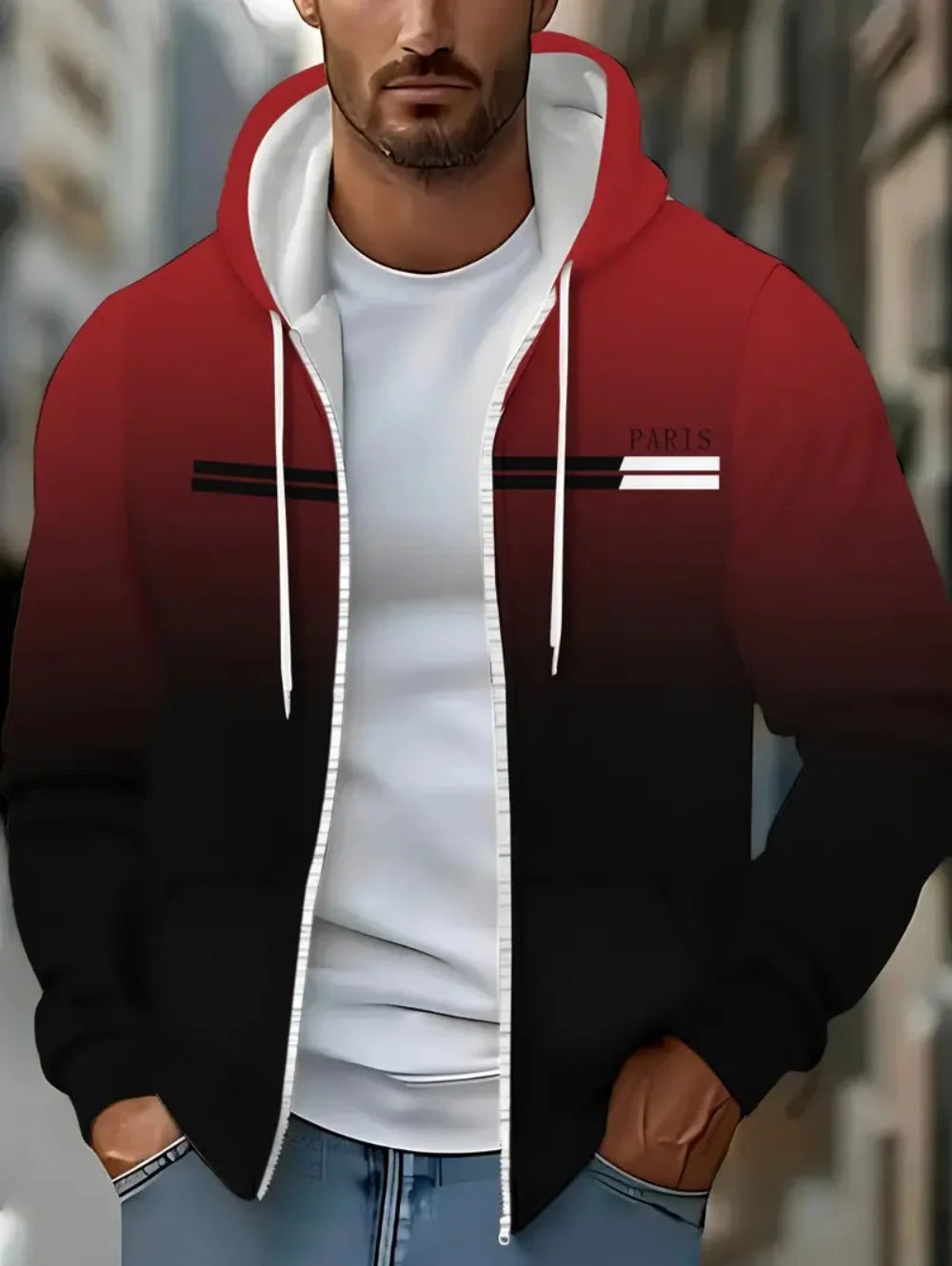 Fashion Gradient Graphic Hooded Zip-Up Casual Sports Pocket Design Long Sleeve Streetwear Outdoor Travel Street Oversized Hoodie