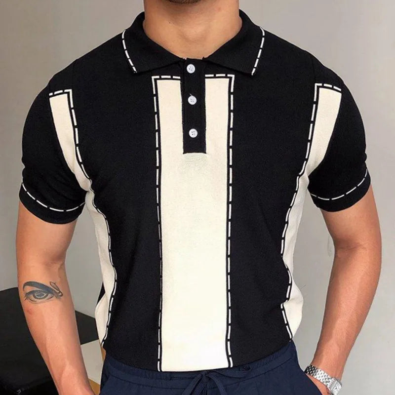 New European And American Style Jacquard Knit T-shirt Fashion Lapel Short-sleeved Business POLO Shirt In Multiple Colors